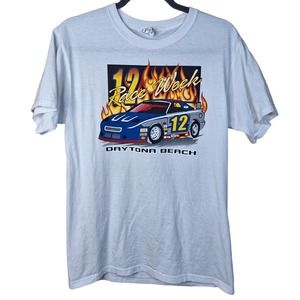 Vintage Y2K Daytona Beach race car graphic tee M JERZEES Race week fire